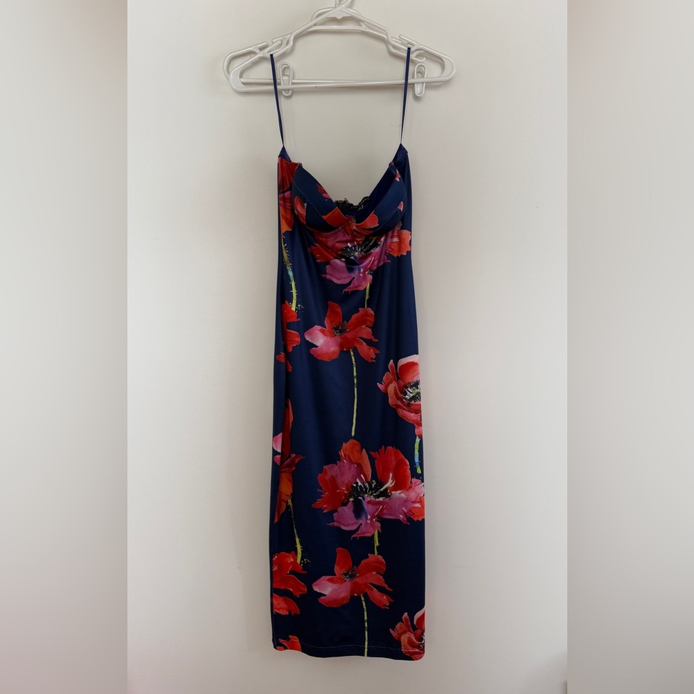JLUXLABEL Navy and Red Floral Dress